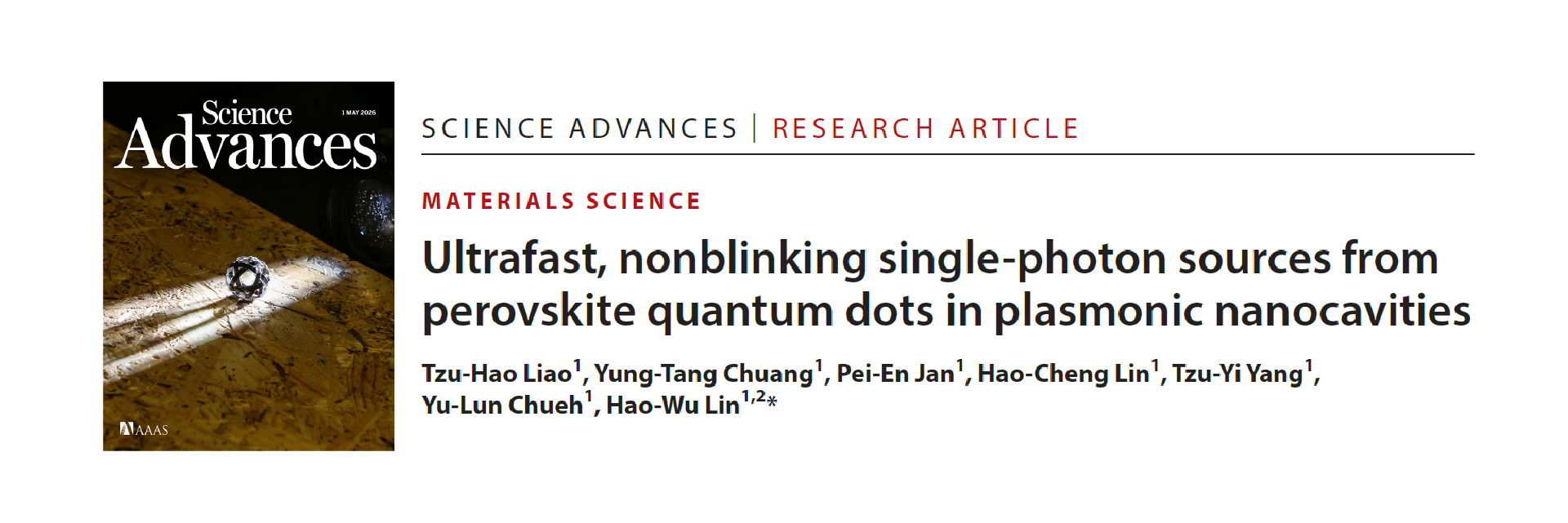 HIGHLIGHT | Professor Hao-Wu Lin's Team (Dept. Materials Science and Engineering) Set New Benchmark for RT Quantum Light Sources!